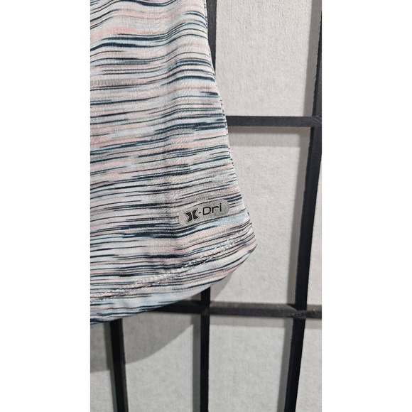 RBX TShirt Womens Size Medium Gray Pink Striped Athletic VNeck Short Sleeve - Picture 3 of 6